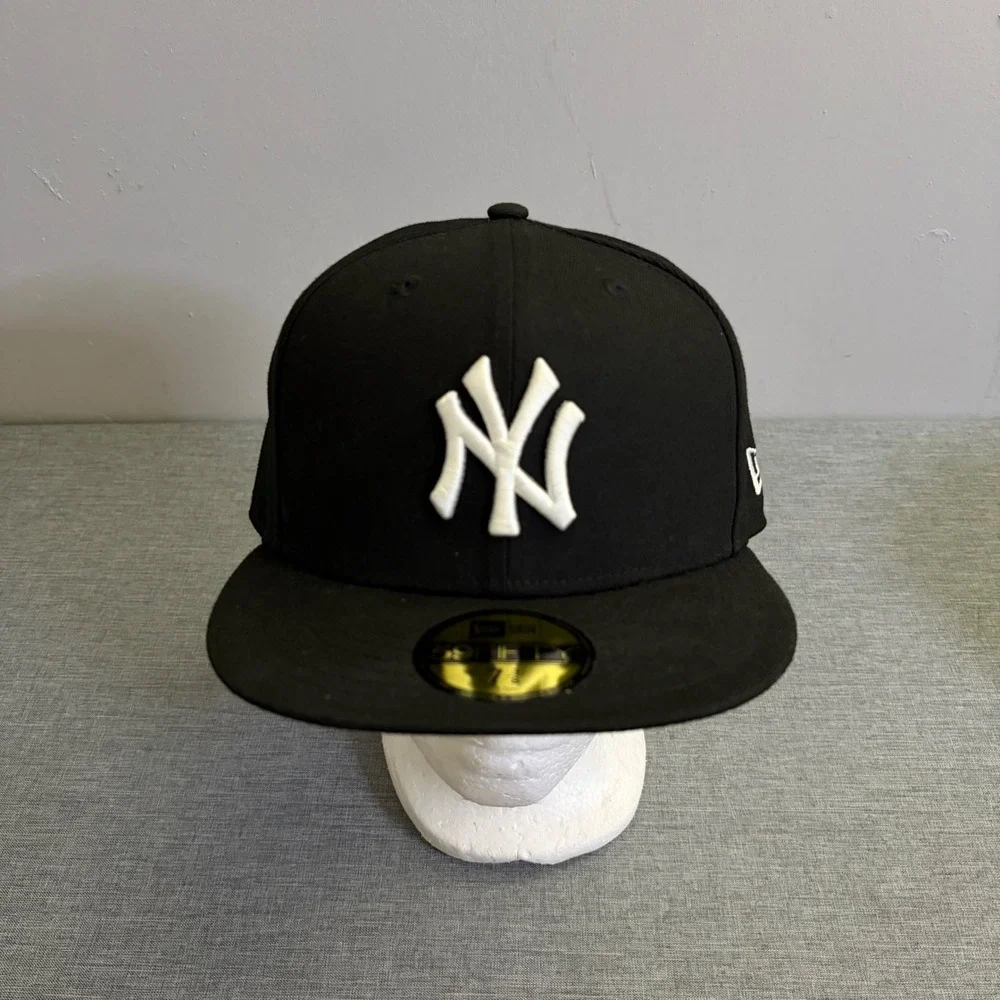 New Era Hat Mens 7‎ 3/8 Black 59FIFTY New York Yankees Fitted MLB Cap